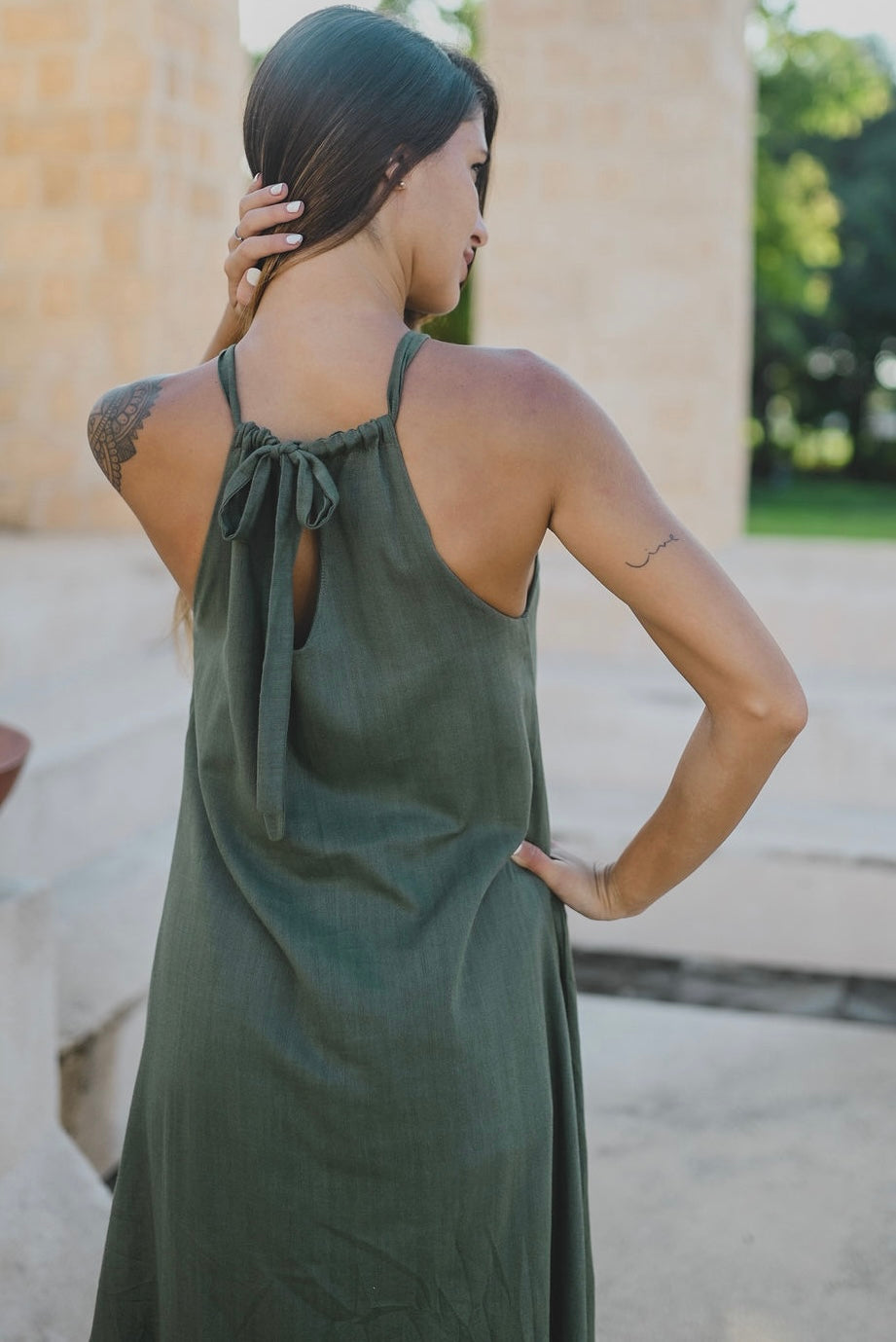 AGUA bamboo halter maxi dress