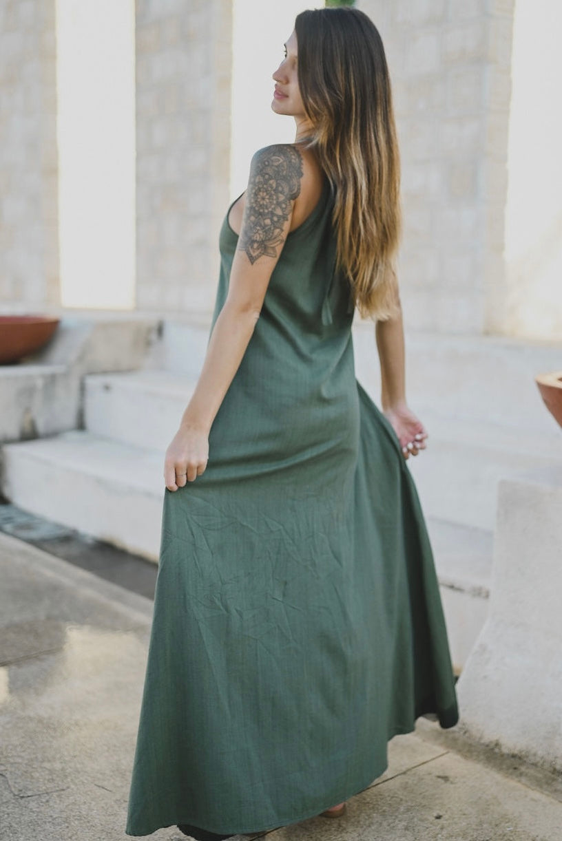 AGUA bamboo halter maxi dress