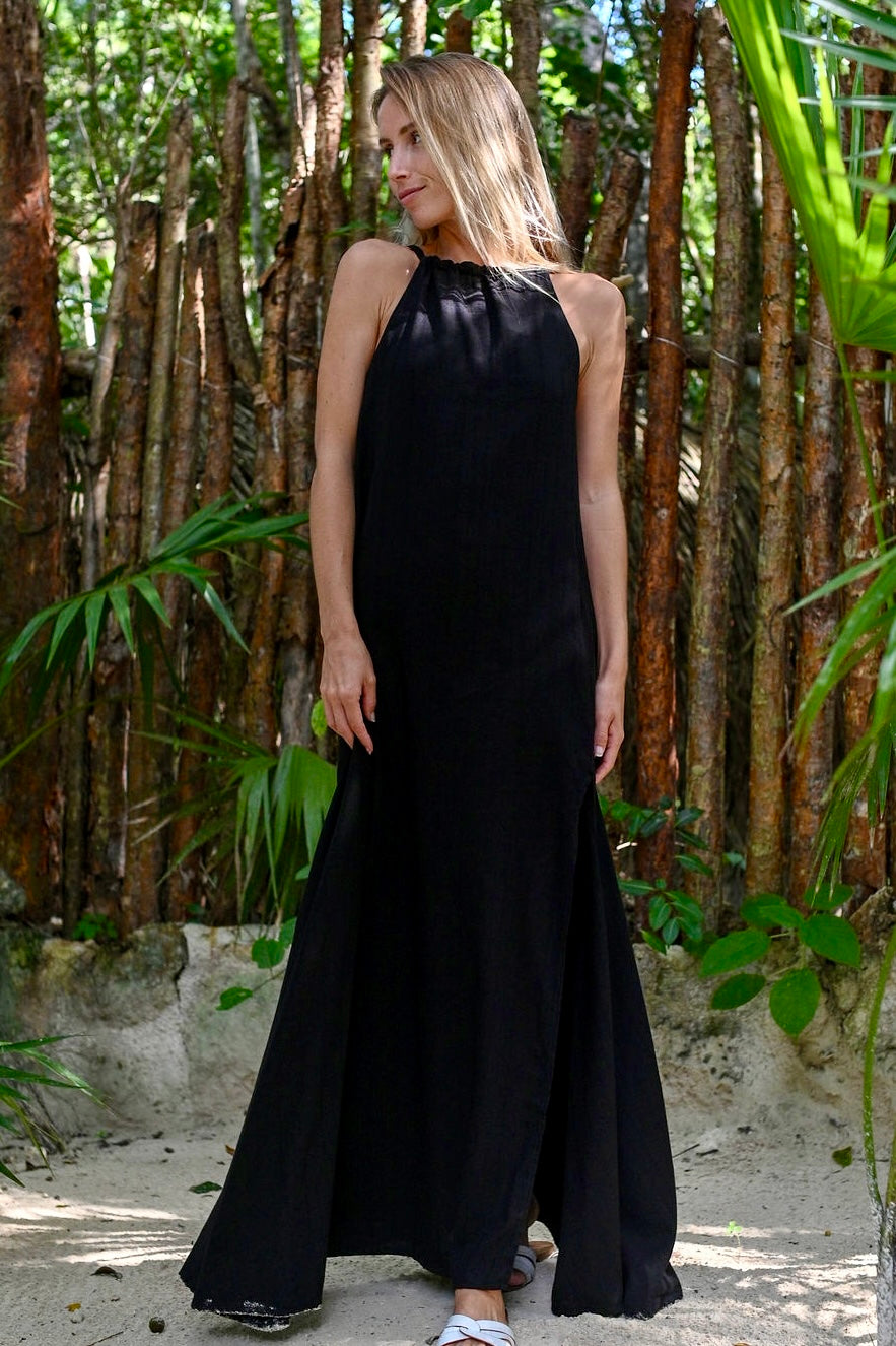 AGUA bamboo halter maxi dress