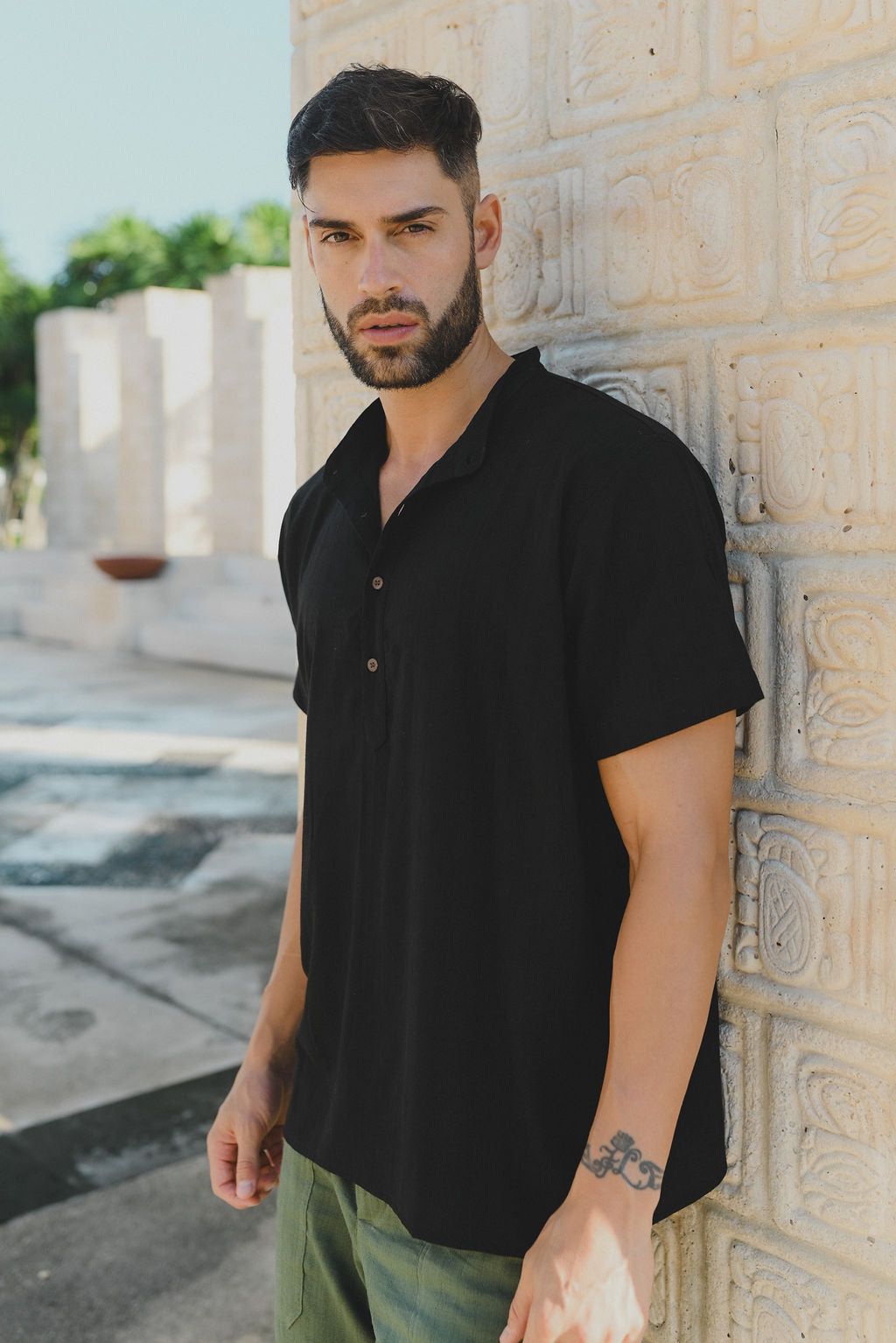 Chemise Henley en bambou, manches courtes