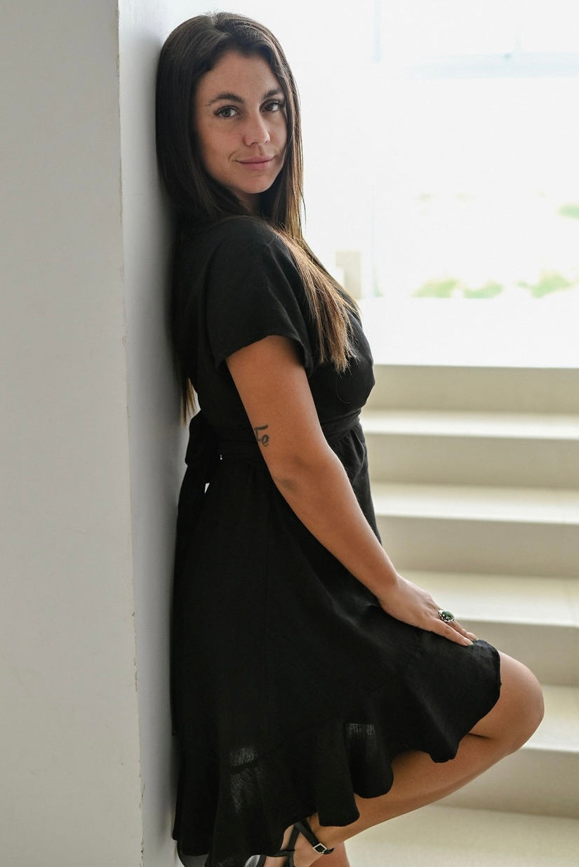 ESPÍRITU vestido envuelto corto de bambú