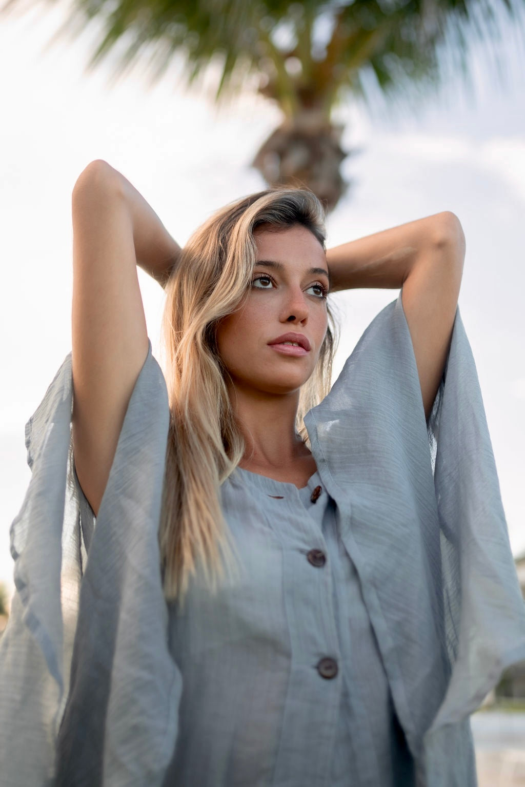 Caftan ouvert Landy en gaze de coton