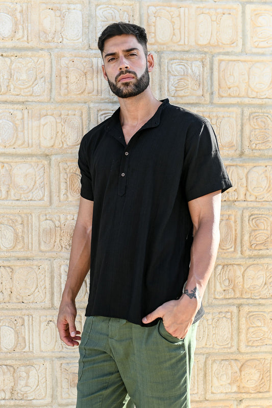 CHEMISE HENLEY en bambou à manches courtes