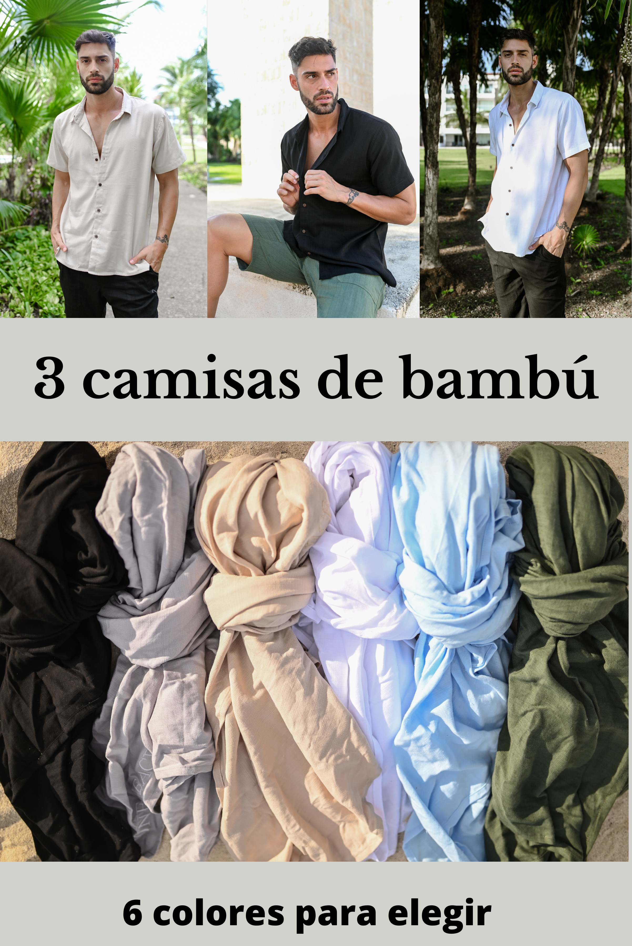 3 camisas de bambú